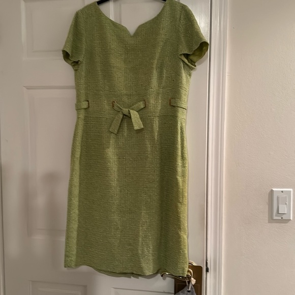 Talbots Lime Green Retro  Dress 12 petite - Picture 1 of 5